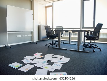 Business Documents Scattered On Empty Office Floor