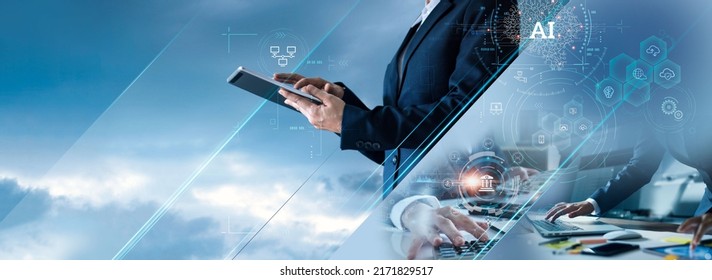 Business and economic growth on global business network, Data analysis of financial and banking, Stock, AI, Technology and data connection, Security, Blockchain and Networking, Business strategy.  - Shutterstock ID 2171829517