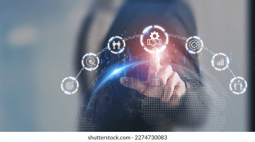Business ecosystems and partnerships concept. Business collaboration strategies. The value of network and solution of creating new opportunities.  Task relations, collaboration, team building. - Shutterstock ID 2274730083