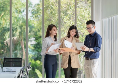 Business Employee Enjoy And Happy To Work At Company Office With Positive Attitude.