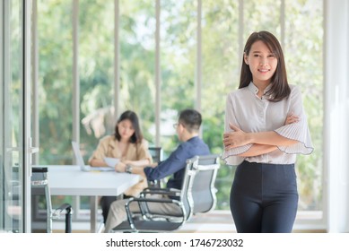 Business Employee Enjoy And Happy To Work At Company Office With Positive Attitude.