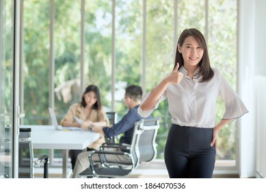 Business Employee Enjoy And Happy To Work At Company Office With Positive Attitude.