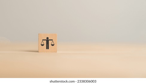 Business ethics concept. Business moral principles concept. Wooden cube blocks with "ETHICS" symbol on grey background and copy space. Banner for business integrity, good governance policy.