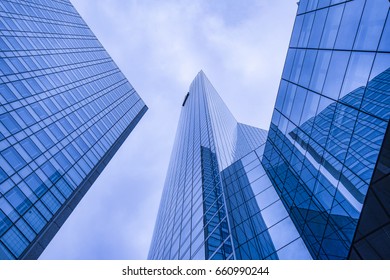 Business Finance Centerwith Skyscrapers Blue Tones Stock Photo ...