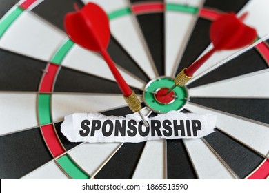 Business And Finance Concept. A Piece Of Paper With The Text Is Nailed To The Target With A Dart - SPONSORSHIP