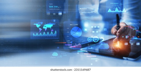 Business finance data analytics graph.Financial management technology.Advisor using KPI Dashboard on virtual screen.	
 - Powered by Shutterstock