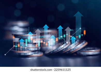 Business finance and investment concept, Capital gain world money economic growth. coin stack financial graph chart, market report on cash currency concept.	
 - Powered by Shutterstock