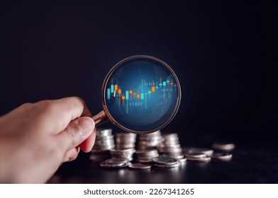 Business finance and investment concept, Capital gain world money economic growth. coin stack financial graph chart, market report on cash currency concept.	 - Shutterstock ID 2267341265