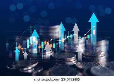 Business finance and investment concept, Capital gain world money economic growth. coin stack financial graph chart, market report on cash currency concept. - Shutterstock ID 2340782805