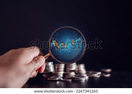 Business finance and investment concept, Capital gain world money economic growth. coin stack financial graph chart, market report on cash currency concept.	