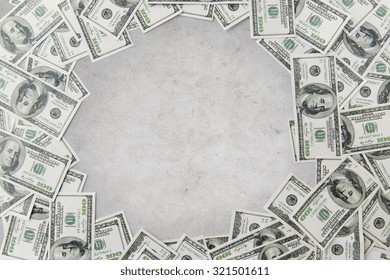 Business, Finance, Investment, Saving And Corruption Concept - Close Up Of Dollar Money Over Concrete Background