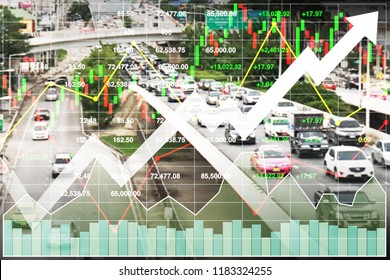 Business finance stock index background of successful  investment on superhighway infrestructure at countryside.