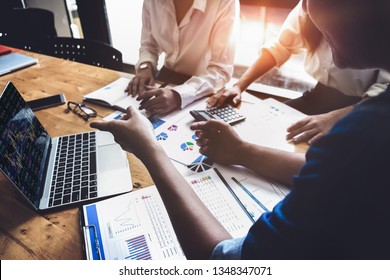 Business financial, accountant discussing with partner are meeting to audit finance planning sales to meet targets set in next year. stock market concept. - Shutterstock ID 1348347071