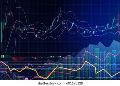 business financial concept with double exposure of Candle stick graph chart of stock market investment trading