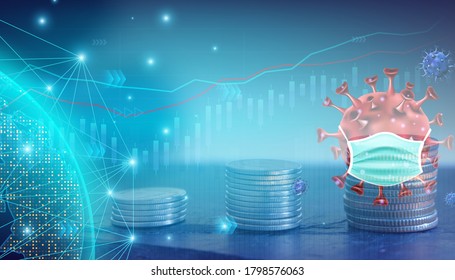 Business And Financial Digital Graph. Stock Market And Trading Coronavirus Or Covid Impact Background.