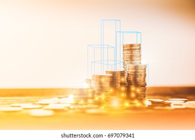 Business Financial Ideas Concept With Mony Coin Stack