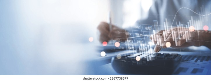 Business Financing Accounting Banking Concept, Businesswoman doing finances and calculating financial report with business graph growth chart, finance and investment, business analysis concept - Shutterstock ID 2267738379