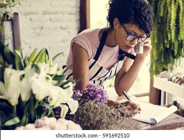 Business of flower shop with woman owner