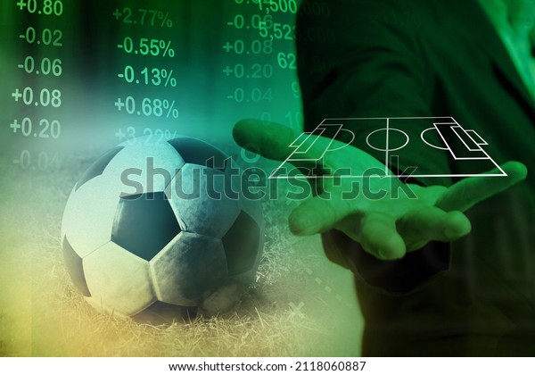 business in football club and soccer team\
manager, online sport betting concept \
