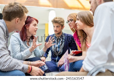 Similar – Image, Stock Photo Group of friends talking on the street