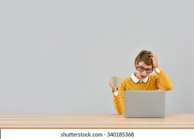 Business girl being overwhelmed with work, isolated
