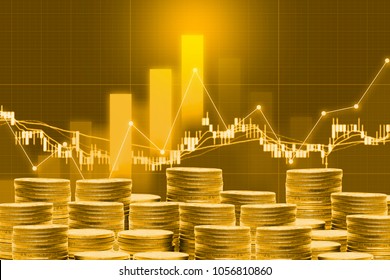 business golden coin digital currency on stock market financial positive indicator background. Double exposure growth futuristic chart bitcoin money investment . investor cryptocurrency data concept. - Powered by Shutterstock