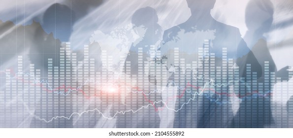 Business graph chart. Virtual screen with stock market changes. Business graph chart