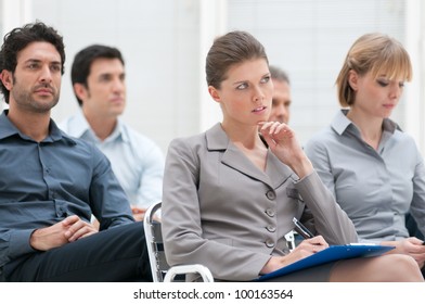 Business Group People Attending Educational Presentation Stock Photo ...