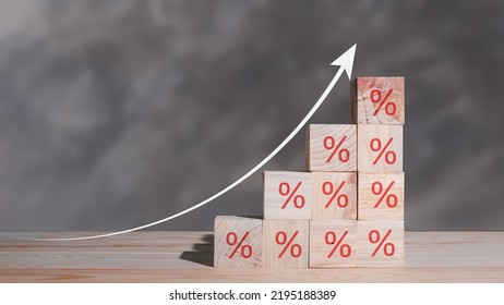 Business Growth Percentage Banking Digital Assets Mutual Funds Bonds Trading Successful Profitable Process against Goals placed on wooden blocks stacked on stacked shelves with an upward arrow ladder. - Shutterstock ID 2195188389