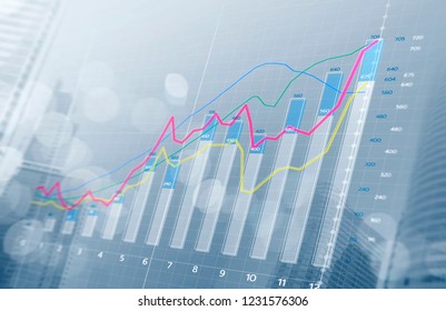 Business growth, progress or success concept. Financial bar chart and growing graphs with depth of field on bright tone background. - Powered by Shutterstock