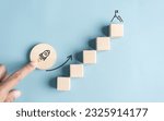 Business growth success achievement concept; hand of people arranging as step stair or ladder rocketship launch for planning development leadership and customer target group concept.