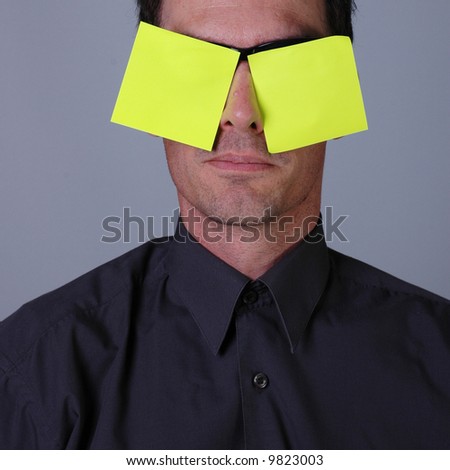 Business guy and post-it notes