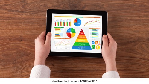 Business Hand With Tablet Making Analyses And Checking The Daily Calories