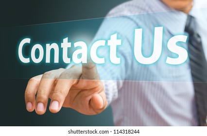 Business hand touch contact us - Powered by Shutterstock