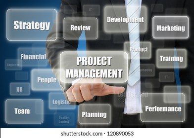 Business Hand Touch Project Management Concept