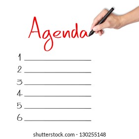 Business Hand Writing Blank Agenda List