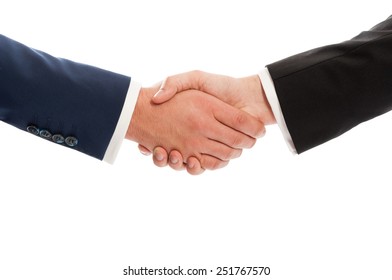 Business Hands Shaking Isolated On White Studio Background