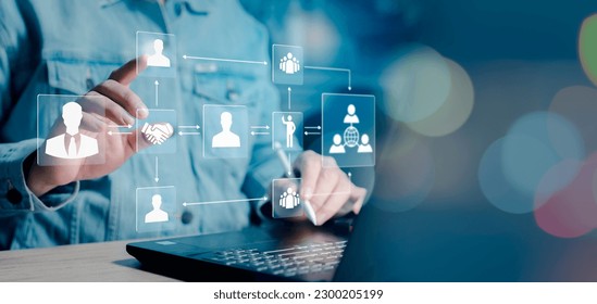 Business hierarchy structure. Businessman management organization in company. Relations of order or subordination between members. Business process and workflow automation with flowchart. - Powered by Shutterstock