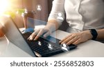 Business hierarchy structure. Business process and workflow automation with flowchart. Virtual screen Mindmap or Organigram.Relations of order or subordination between members.