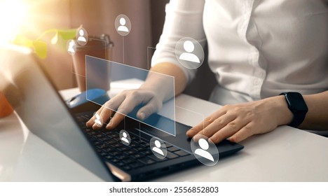 Business hierarchy structure. Business process and workflow automation with flowchart. Virtual screen Mindmap or Organigram.Relations of order or subordination between members.