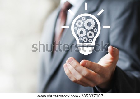 Business idea bulb gear web engineering button icon