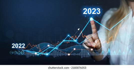 Business  Increase Arrow Graph Corporate Future Growth Year 2022 To 2023. Planning,opportunity, Challenge And Business Strategy.