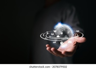 Business intelligence and big data analytics are two concepts that are often used together. Global business concept of a world map point and line composition. Technology for creating digital links.