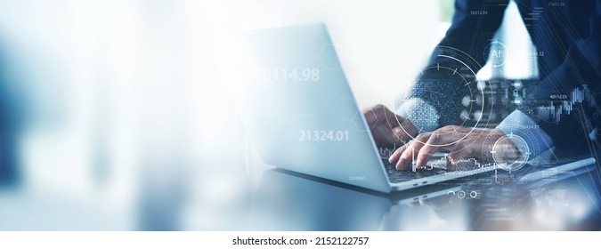Business Intelligence, businessman using laptop computer, global network connection, data exchange, digital technology, data science and digital marketing, global business, plan and strategy concept - Shutterstock ID 2152122757