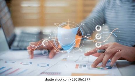Business Intelligence concept - data analysis, management tools, intelligence, corporate strategy creation, data-driven decision making.