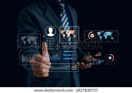 Business intelligence dashboard concept with data visualization, analytics reporting, global statistics, KPI monitoring, digital transformation, performance tracking and strategic decision making.
