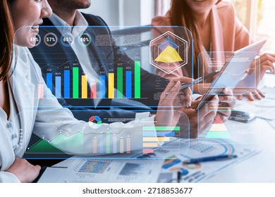 A business intelligence dashboard for data analysis and performance reporting. A concept of data visualization for monitoring company metrics and KPIs. Motif