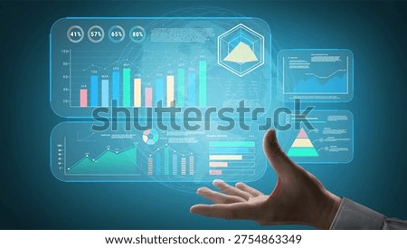 A business intelligence dashboard for data analysis and performance reporting. A concept of data visualization for monitoring company metrics and KPIs. Motif