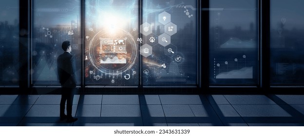 Business intelligence, data analytics and visualization concept. Machine learning, artificial intelligence (AI) and statistical model for predictive analytics and making effective business decisions.