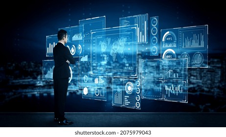 Business intelligence technology and big data analytic mixed media showing concept of futuristic information report using computer software to analyze strategic investment advice for decision making . - Powered by Shutterstock